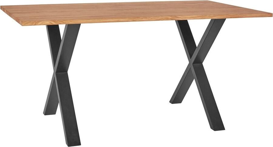 Andas Eettafel Tafelblad van massief eiken massief FSC hout onderstel van metaal - Foto 4