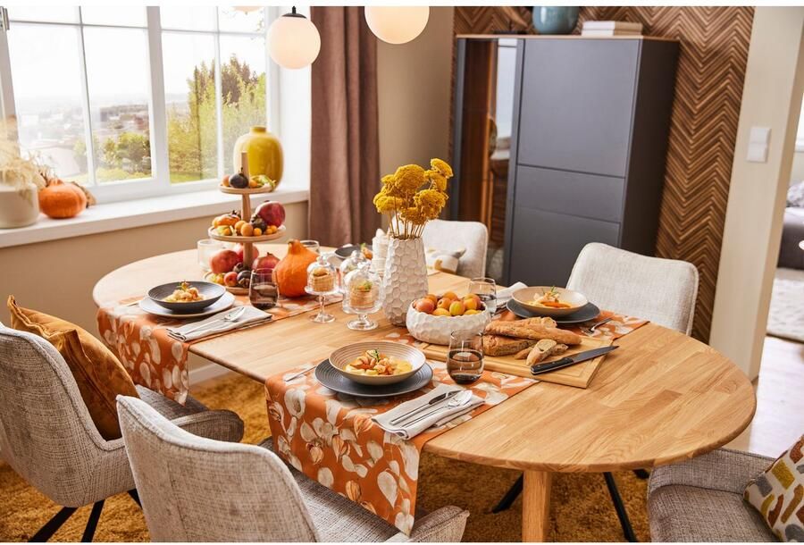 Andas Eettafel Toarp Massief eikenhout uittrektafel met geïntegreerd inlegblad - Foto 4