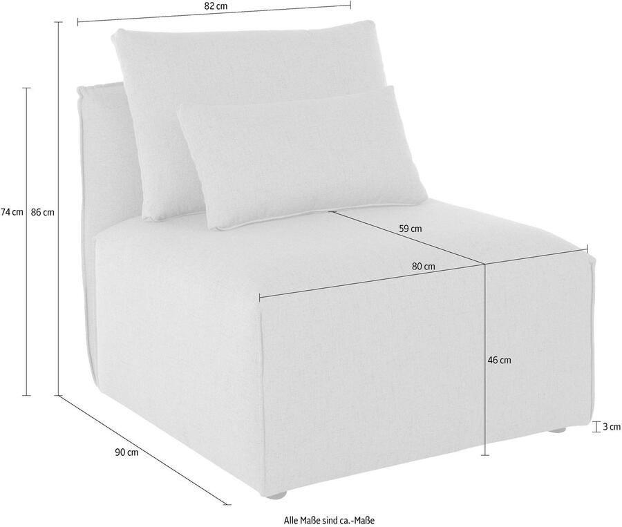 Andas Fauteuil Nöre Modulair om samen te stellen in vele stofkwaliteiten en kleuren