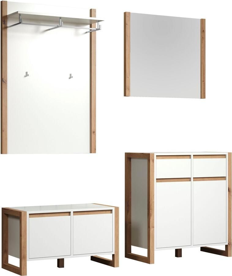 Andas Garderobespiegel Drammen Wandspiegel lijst gedeeltelijke in houtlook bxh ca.: 78 x 69 cm (1 stuk) - Foto 4