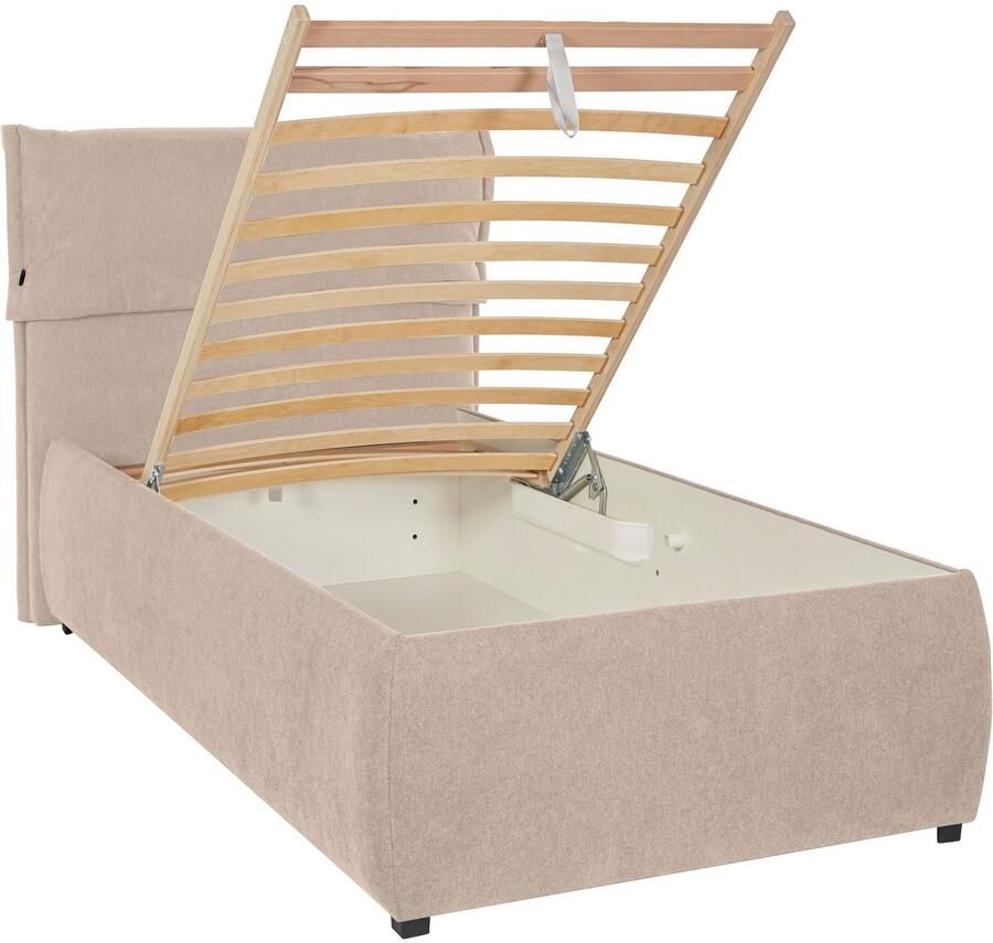 Andas Gestoffeerd bed Jenson als bedframe of met 3 matrassoorten en hardheden