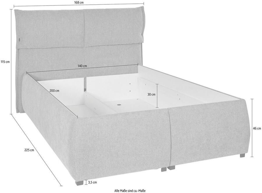 Andas Gestoffeerd bed Jenson als bedframe of met 3 matrassoorten en hardheden - Foto 6