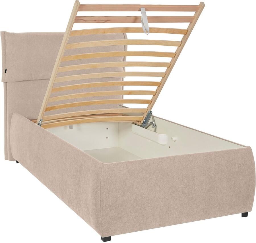 Andas Gestoffeerd bed Jenson als bedframe of met 3 matrassoorten en hardheden