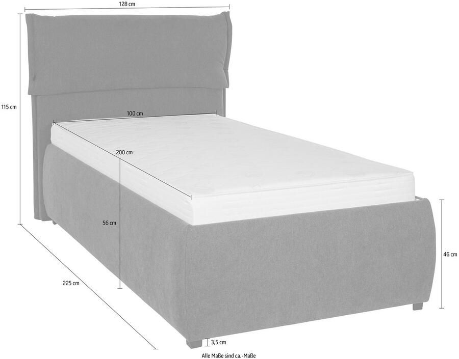 Andas Gestoffeerd bed Jenson als bedframe of met 3 matrassoorten en hardheden - Foto 5