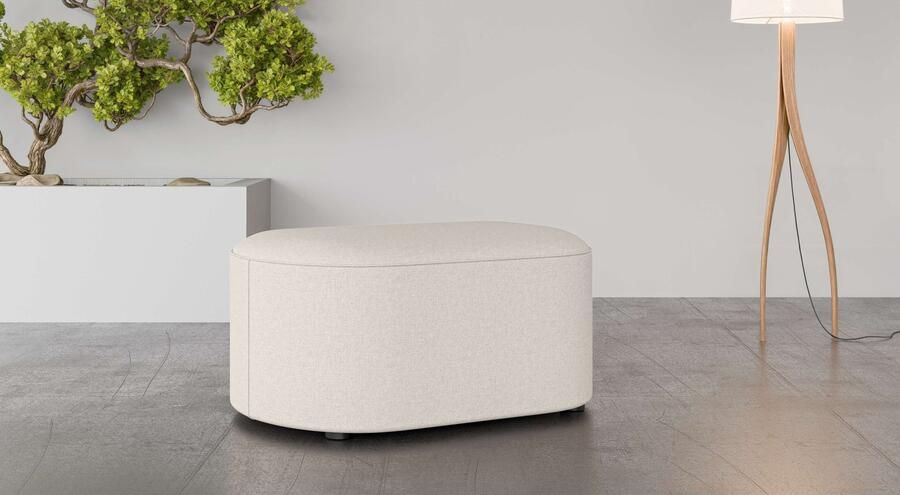 Andas Hocker Poef Tvinne met golvende vering passend bij de hoekbank ook in bouclé b d h: 90 50 44 cm - Foto 2