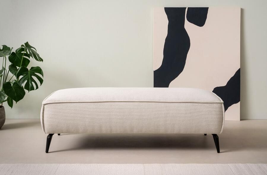 Andas Hocker TVINNU met biesnaad in cord voor de serie tvinnu comfortabele zitervaring rechthoekig zwarte voeten - Foto 6