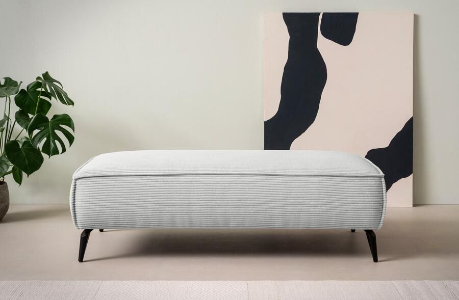 Andas Hocker TVINNU met biesnaad in cord voor de serie tvinnu comfortabele zitervaring rechthoekig zwarte voeten - Foto 6