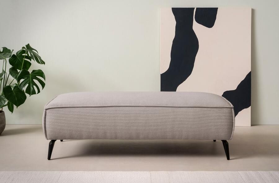 Andas Hocker TVINNU met biesnaad in cord voor de serie tvinnu comfortabele zitervaring rechthoekig zwarte voeten - Foto 6