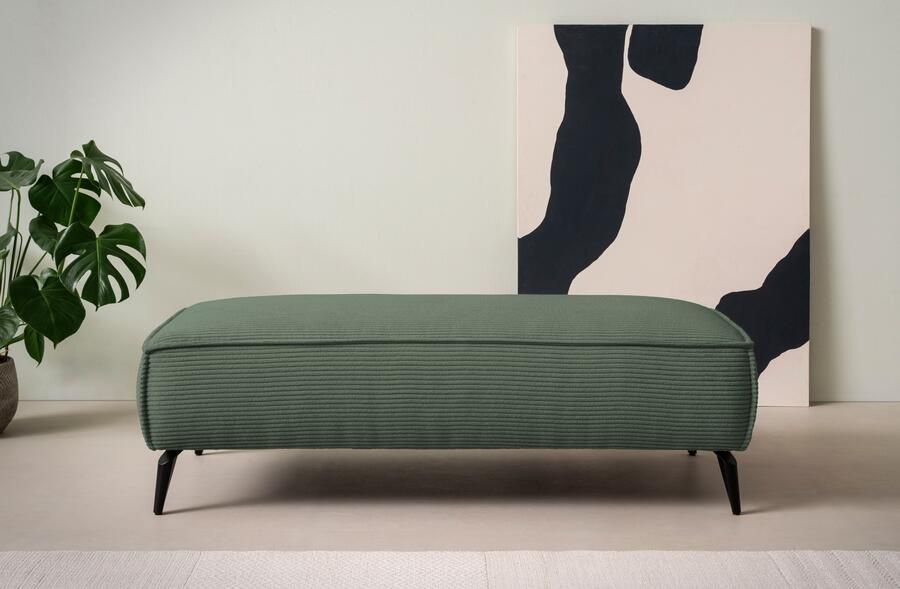 Andas Hocker TVINNU met biesnaad in cord voor de serie tvinnu comfortabele zitervaring rechthoekig zwarte voeten - Foto 6