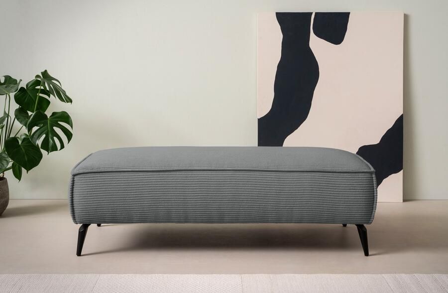 Andas Hocker TVINNU met biesnaad in cord voor de serie tvinnu comfortabele zitervaring rechthoekig zwarte voeten - Foto 6