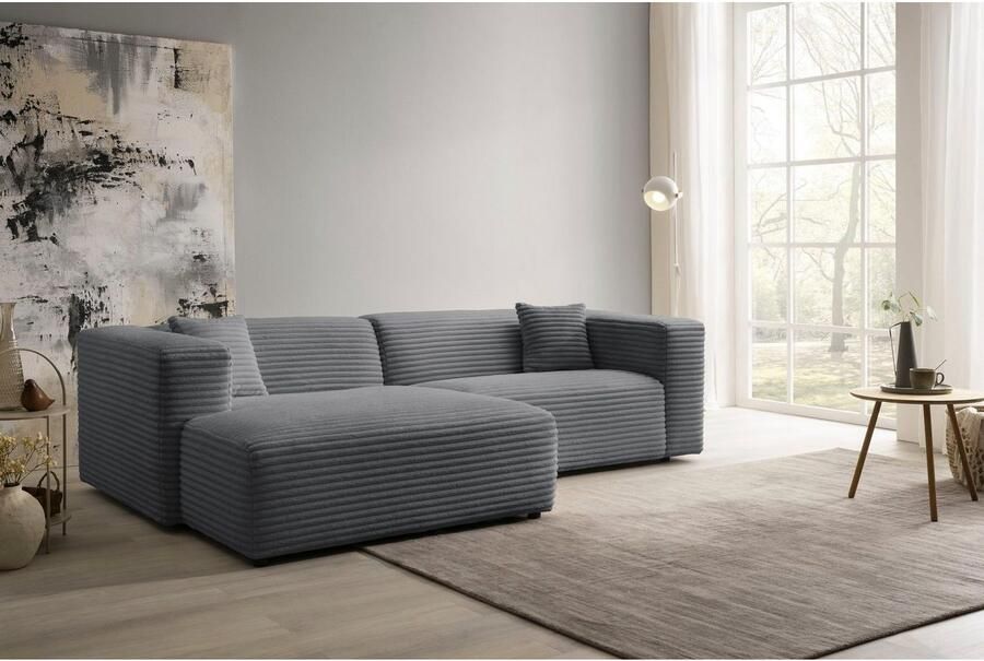 Home affaire Hoekbank BAKELS L-vorm in cord of bouclé stof moderne bank naar keuze chaise longue rechts links comfortabel zitcomfort - Foto 4
