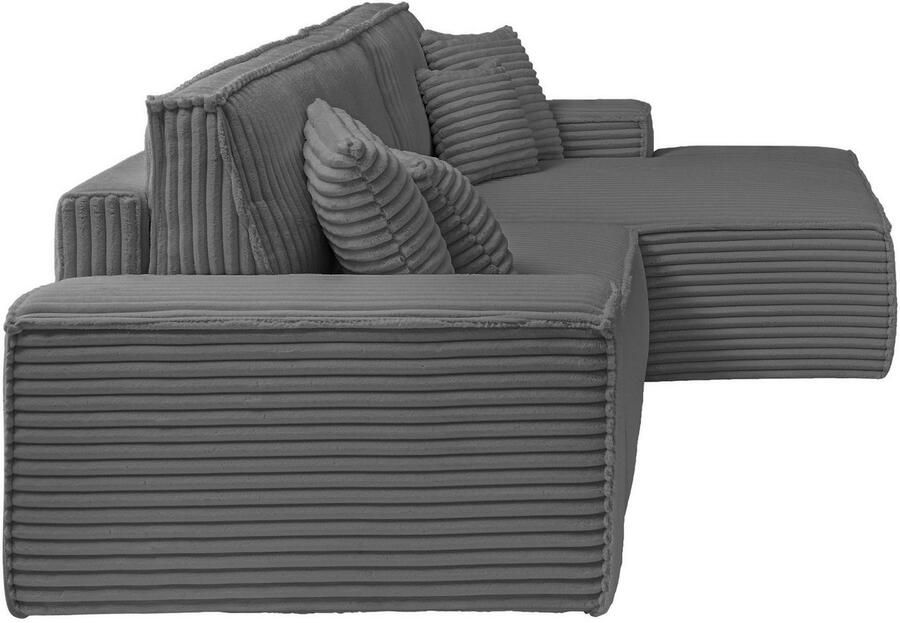 Andas Hoekbank Finnley slaapbank 267 cm in Bouclé fijne structuur en cord L-vorm - Foto 4