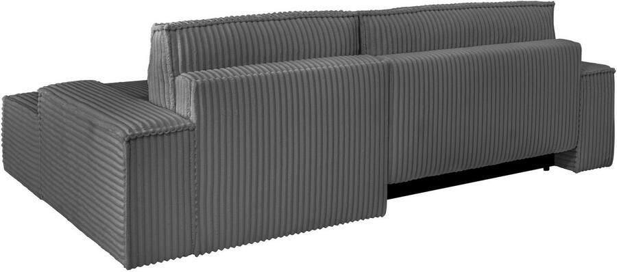 Andas Hoekbank Finnley slaapbank 267 cm in Bouclé fijne structuur en cord L-vorm - Foto 13