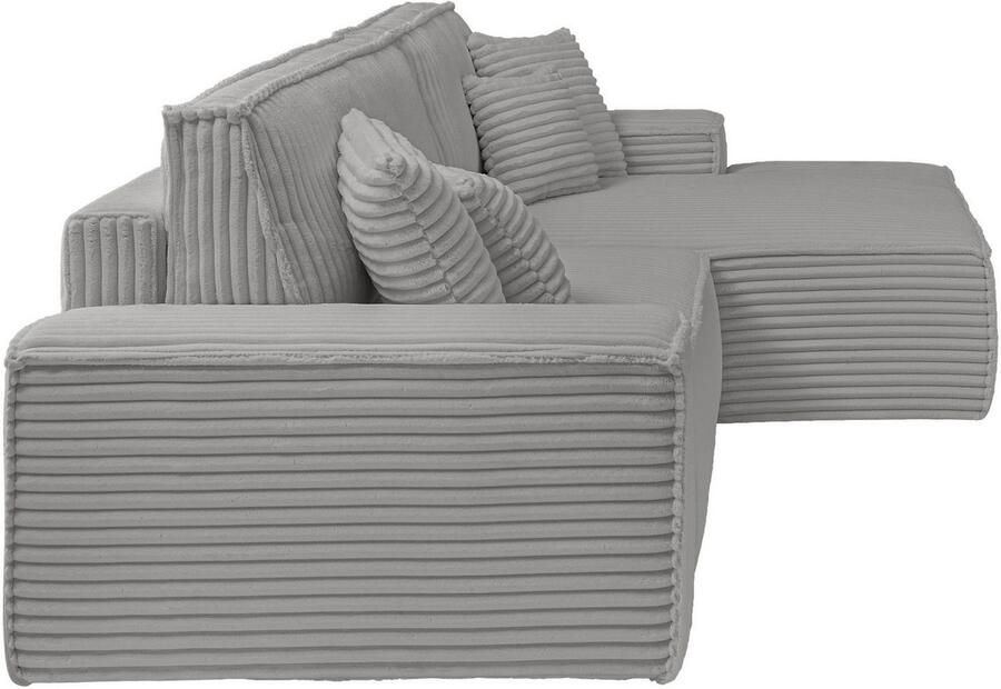 Andas Hoekbank Finnley slaapbank 267 cm in Bouclé fijne structuur en cord L-vorm - Foto 4