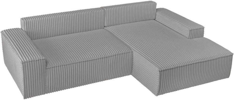 Andas Hoekbank Finnley slaapbank 267 cm in Bouclé fijne structuur en cord L-vorm - Foto 13