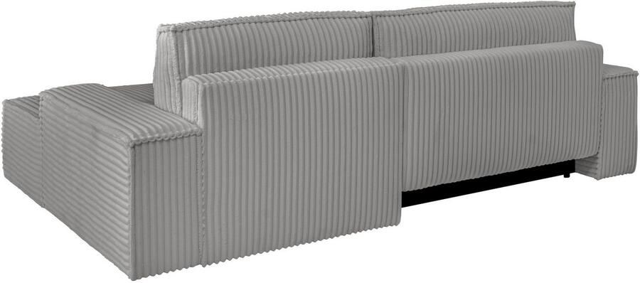 Andas Hoekbank Finnley slaapbank 267 cm in Bouclé fijne structuur en cord L-vorm - Foto 12