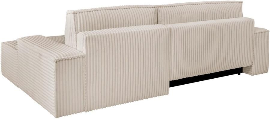 Andas Hoekbank Finnley slaapbank 267 cm in Bouclé fijne structuur en cord L-vorm - Foto 11