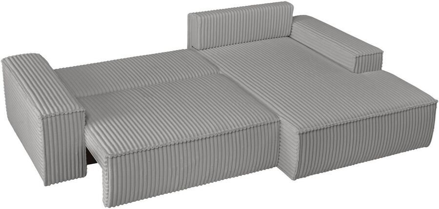 Andas Hoekbank Finnley slaapbank 267 cm in Bouclé fijne structuur en cord L-vorm - Foto 10