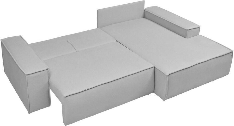 Andas Hoekbank Finnley slaapbank 267 cm in Bouclé fijne structuur en cord L-vorm - Foto 10