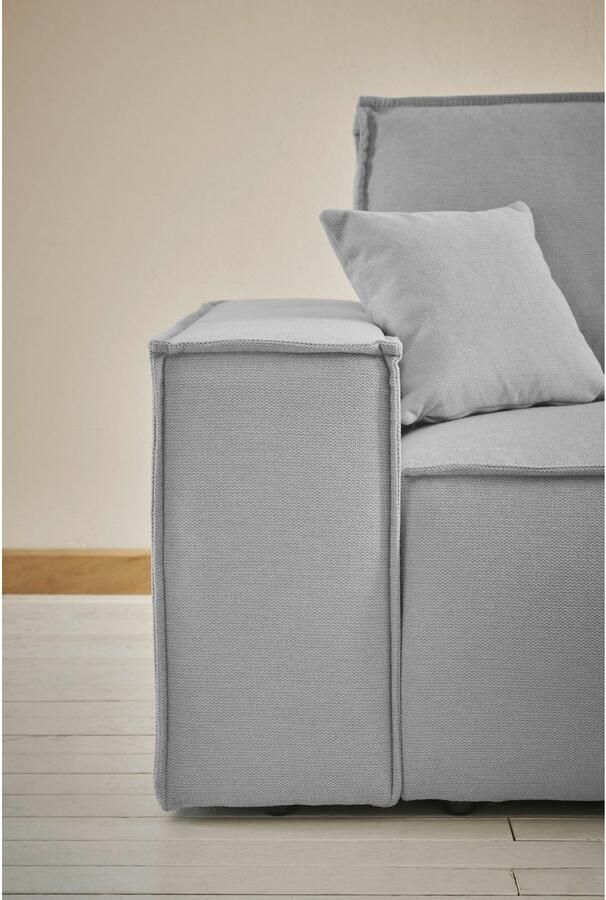 Andas Hoekbank Finnley slaapbank 267 cm in Bouclé fijne structuur en cord L-vorm - Foto 6