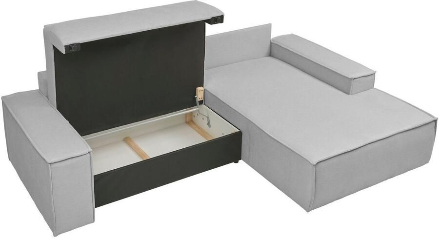 Andas Hoekbank Finnley slaapbank 267 cm in Bouclé fijne structuur en cord L-vorm - Foto 8