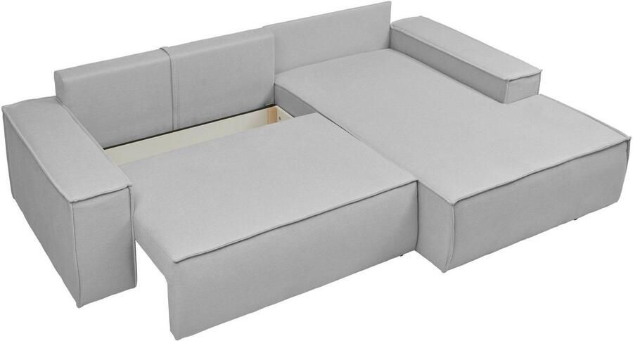 Andas Hoekbank Finnley slaapbank 267 cm in Bouclé fijne structuur en cord L-vorm - Foto 11