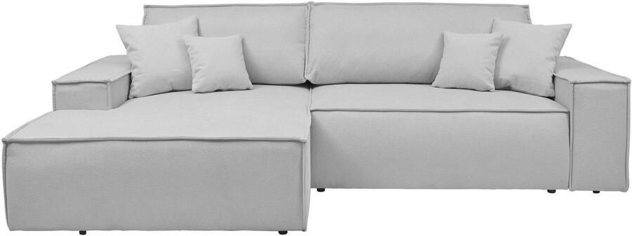 Andas Hoekbank Finnley slaapbank 267 cm in Bouclé fijne structuur en cord L-vorm - Foto 15