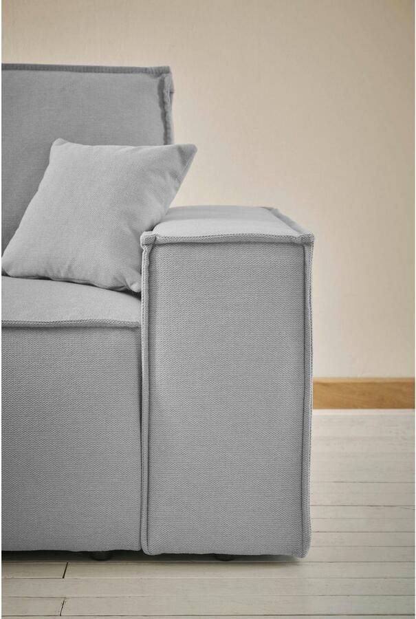 Andas Hoekbank Finnley slaapbank 267 cm in Bouclé fijne structuur en cord L-vorm - Foto 6