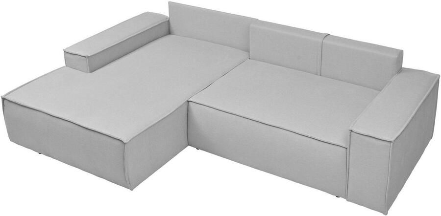 Andas Hoekbank Finnley slaapbank 267 cm in Bouclé fijne structuur en cord L-vorm - Foto 11