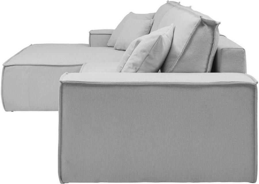 Andas Hoekbank Finnley slaapbank 267 cm in Bouclé fijne structuur en cord L-vorm - Foto 3