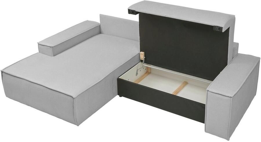 Andas Hoekbank Finnley slaapbank 267 cm in Bouclé fijne structuur en cord L-vorm - Foto 8