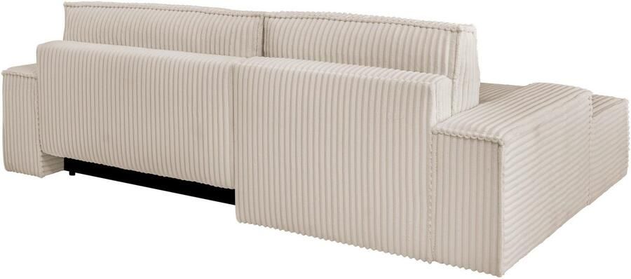 Andas Hoekbank Finnley slaapbank 267 cm in Bouclé fijne structuur en cord L-vorm - Foto 12