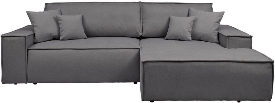 Andas Hoekbank Finnley slaapbank 267 cm in Bouclé fijne structuur en cord L-vorm - Foto 16