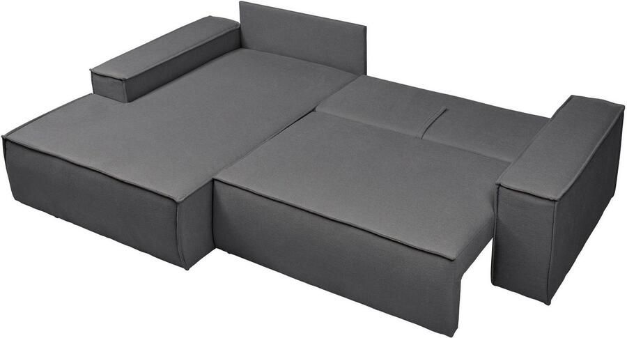 Andas Hoekbank Finnley slaapbank 267 cm in Bouclé fijne structuur en cord L-vorm - Foto 11