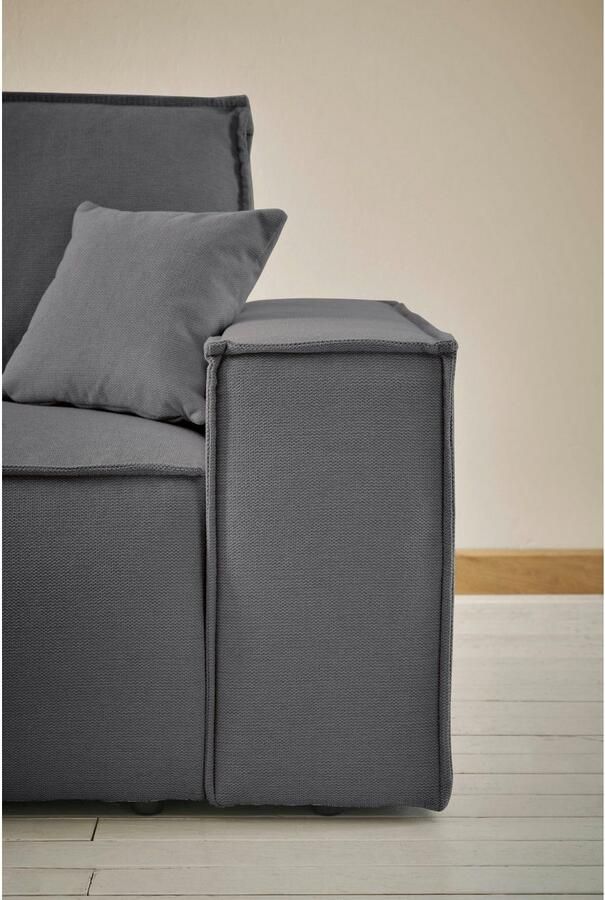 Andas Hoekbank Finnley slaapbank 267 cm in Bouclé fijne structuur en cord L-vorm - Foto 6