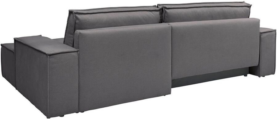 Andas Hoekbank Finnley slaapbank 267 cm in Bouclé fijne structuur en cord L-vorm - Foto 14