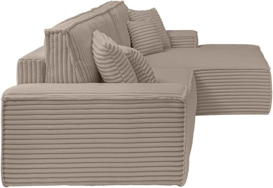 Andas Hoekbank Finnley slaapbank 267 cm in Bouclé fijne structuur en cord L-vorm - Foto 4