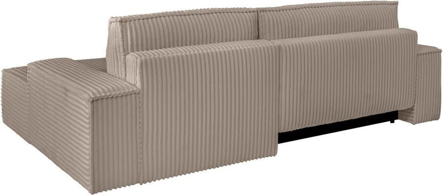 Andas Hoekbank Finnley slaapbank 267 cm in Bouclé fijne structuur en cord L-vorm - Foto 12