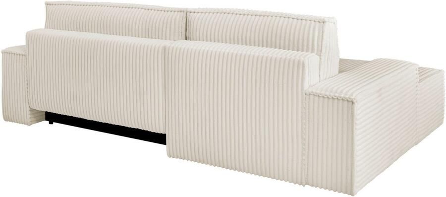 Andas Hoekbank Finnley slaapbank 267 cm in Bouclé fijne structuur en cord L-vorm - Foto 12