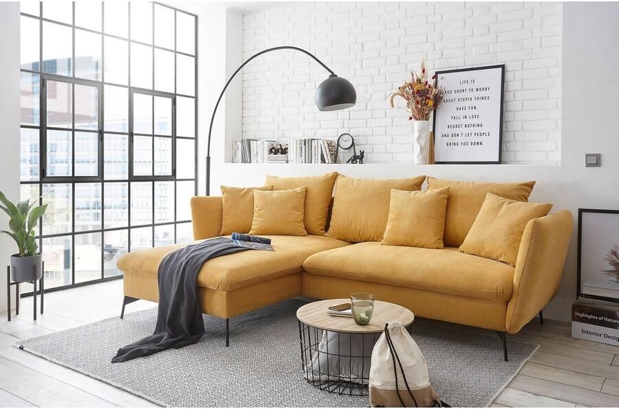 OTTO Hoekbank LIVORNO 258 cm L-model Slaapfunctie en bedlade (139 224 cm) fluweel structuur geweven stof - Foto 2