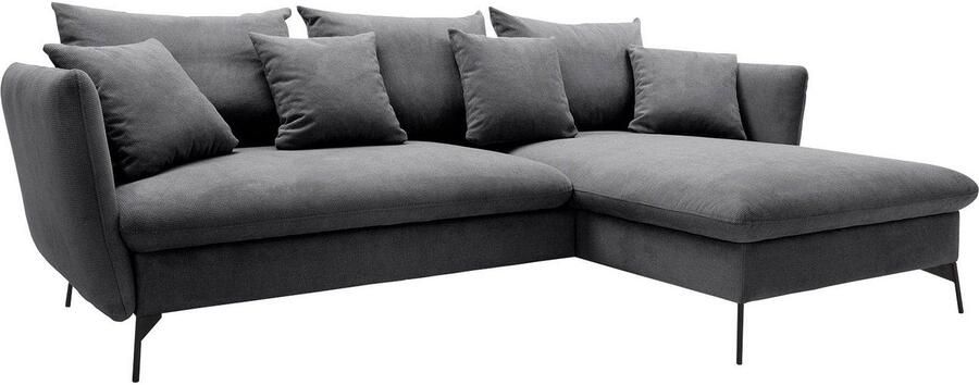 OTTO Hoekbank LIVORNO 258 cm L-model Slaapfunctie en bedlade (139 224 cm) fluweel structuur geweven stof - Foto 7