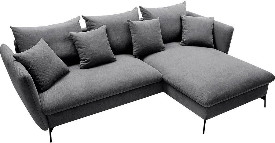 OTTO Hoekbank LIVORNO 258 cm L-model Slaapfunctie en bedlade (139 224 cm) fluweel structuur geweven stof - Foto 6