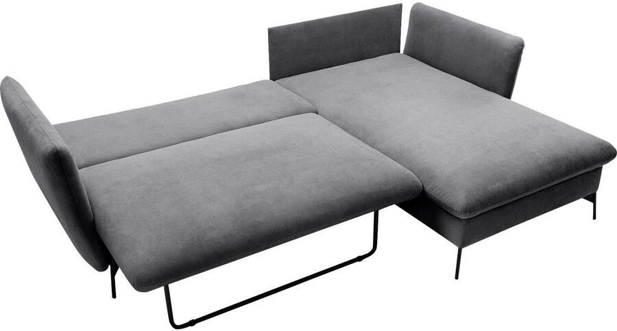 OTTO Hoekbank LIVORNO 258 cm L-model Slaapfunctie en bedlade (139 224 cm) fluweel structuur geweven stof - Foto 4