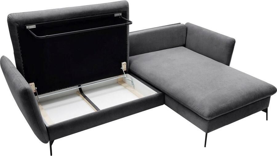 OTTO Hoekbank LIVORNO 258 cm L-model Slaapfunctie en bedlade (139 224 cm) fluweel structuur geweven stof - Foto 3