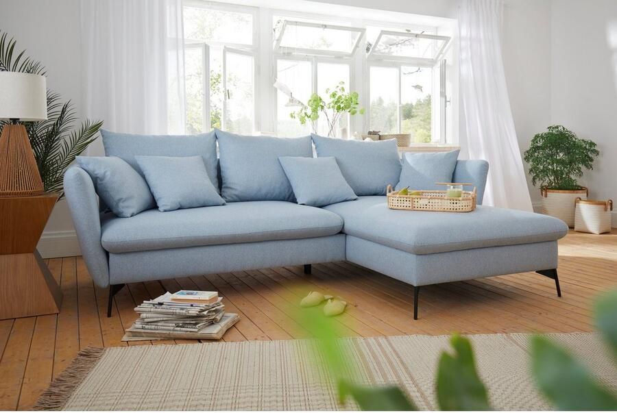 OTTO Hoekbank LIVORNO 258 cm L-model Slaapfunctie en bedlade (139 224 cm) fluweel structuur geweven stof - Foto 2