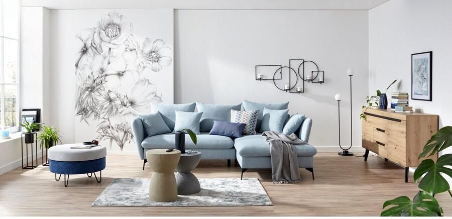 OTTO Hoekbank LIVORNO 258 cm L-model Slaapfunctie en bedlade (139 224 cm) fluweel structuur geweven stof - Foto 9