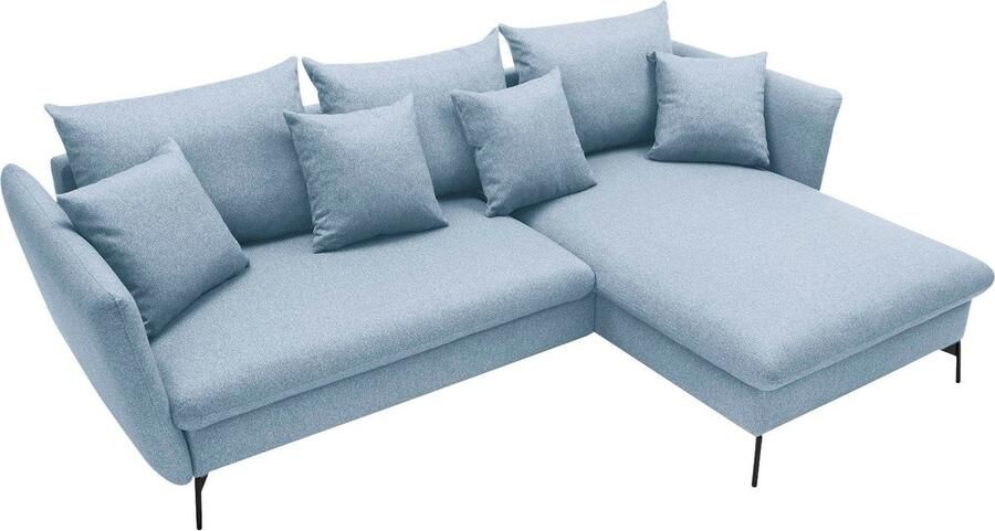 OTTO Hoekbank LIVORNO 258 cm L-model Slaapfunctie en bedlade (139 224 cm) fluweel structuur geweven stof - Foto 7