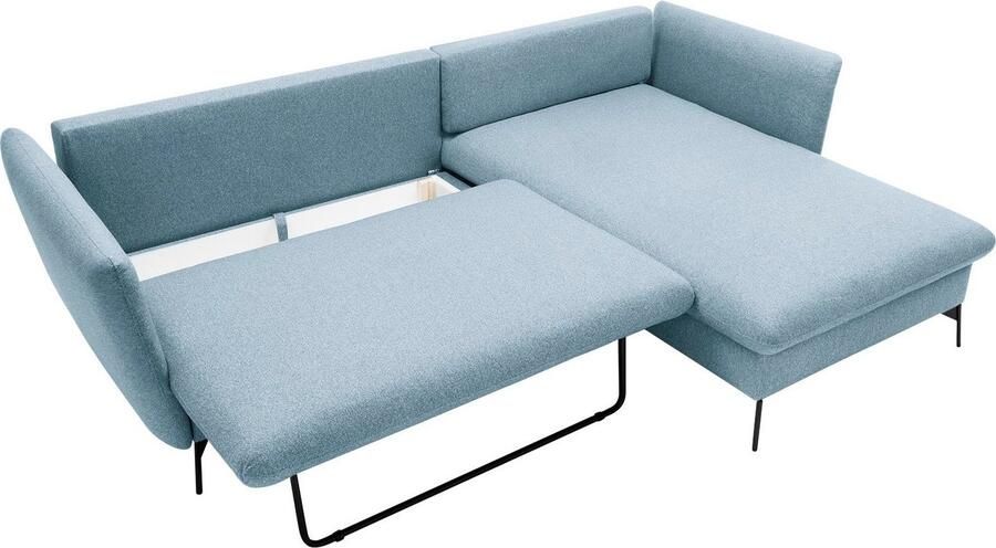 OTTO Hoekbank LIVORNO 258 cm L-model Slaapfunctie en bedlade (139 224 cm) fluweel structuur geweven stof - Foto 5