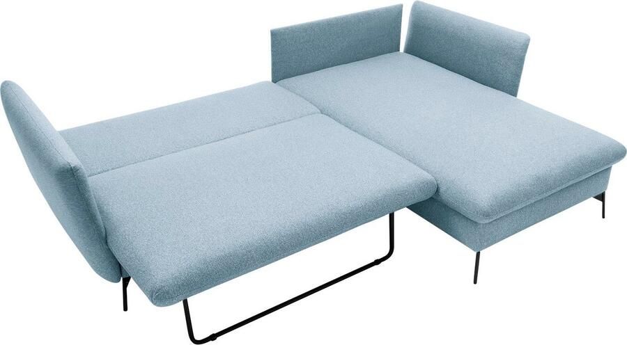 OTTO Hoekbank LIVORNO 258 cm L-model Slaapfunctie en bedlade (139 224 cm) fluweel structuur geweven stof - Foto 6