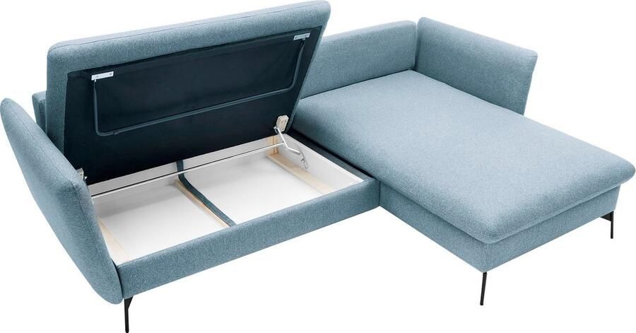 OTTO Hoekbank LIVORNO 258 cm L-model Slaapfunctie en bedlade (139 224 cm) fluweel structuur geweven stof - Foto 8
